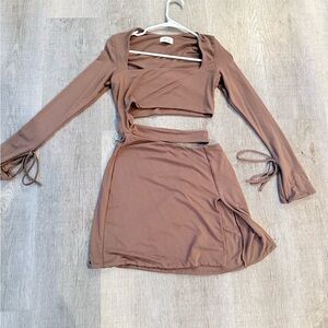 Oh Polly Tan Mini Skirt Set.